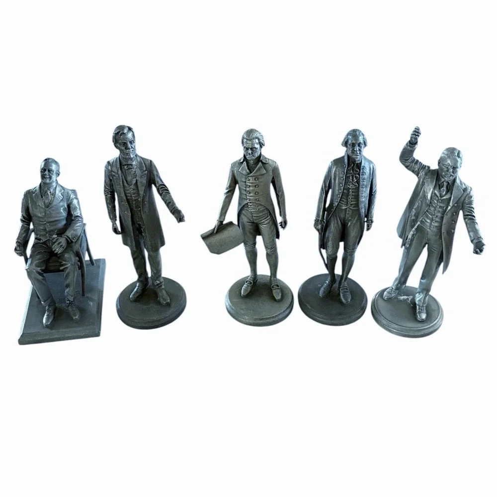 Lot Of 5 Presidents Lance Fine Pewter  Washington, Roosevelt, Jefferson, Lincoln